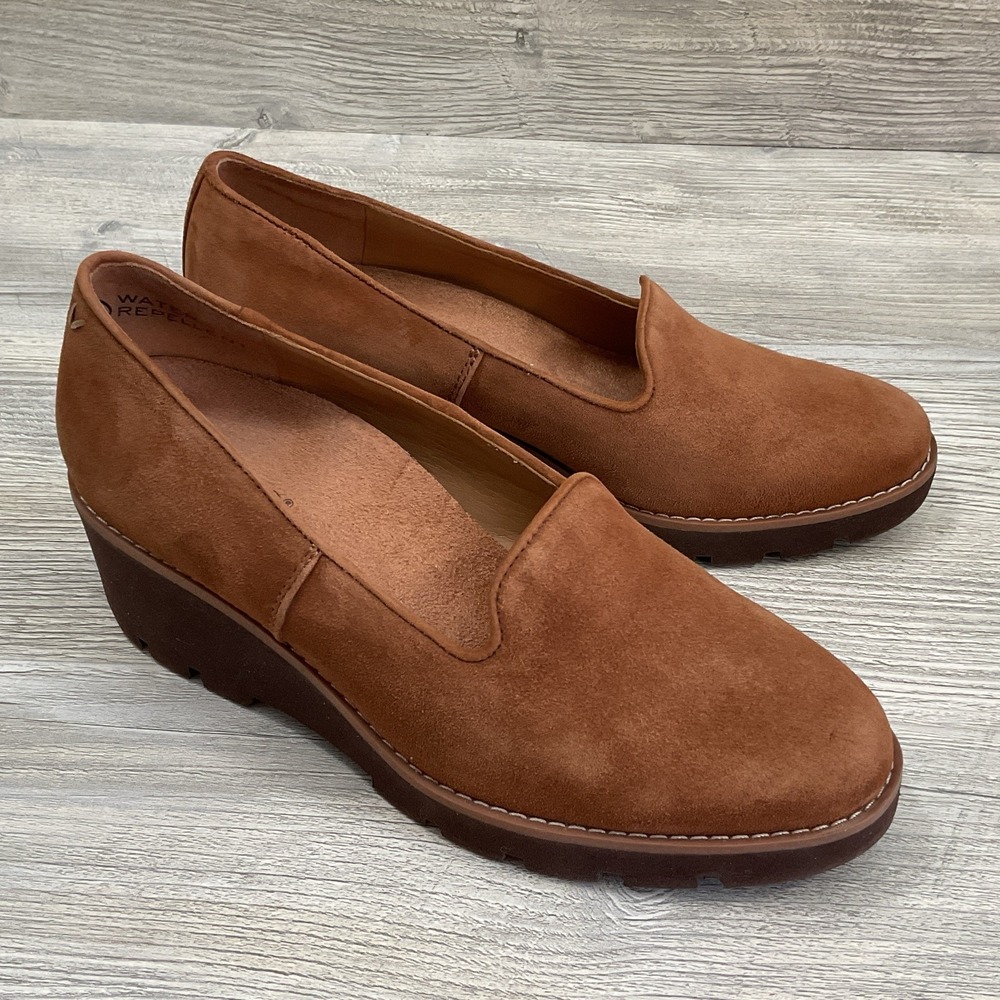 Vionic Aster Willa Wedge Loafers Toffee Suede